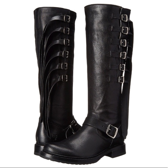 NEW Frye boots Black Veronica Strap Tall Size 6 - Picture 2 of 8